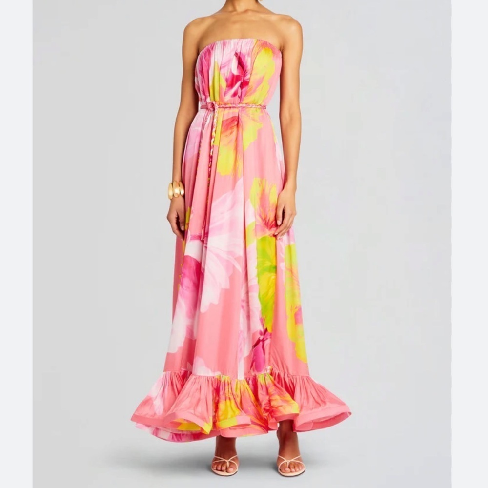 NWT Hemant & Nandita Strapless Floral Maxi Dress Size Small
